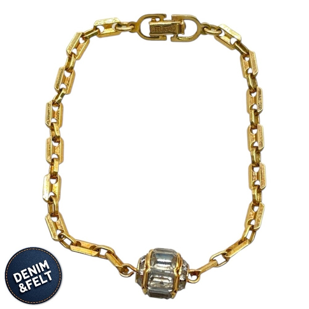 Christian Dior Vintage Gold Plated Rhinestone Bracelet | VERY RARE | PRELOVED 🩷 - Picture 4 of 10